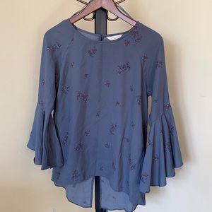 Lauren Conrad Blue Floral Blouse